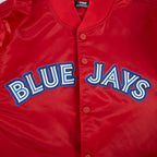 MLB TORONTO BLUE JAYS BLOUSON EN SATIN À GRAND LOGO POUR HOMME (ROUGE)