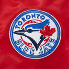 MLB TORONTO BLUE JAYS BLOUSON EN SATIN À GRAND LOGO POUR HOMME (ROUGE)