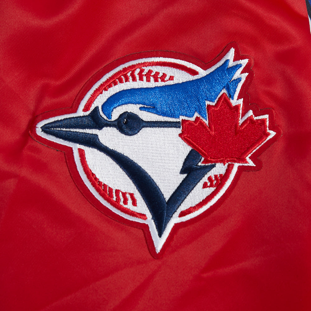 MLB TORONTO BLUE JAYS BLOUSON EN SATIN À GRAND LOGO POUR HOMME (ROUGE)