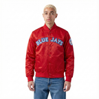 MLB TORONTO BLUE JAYS BLOUSON EN SATIN À GRAND LOGO POUR HOMME (ROUGE)