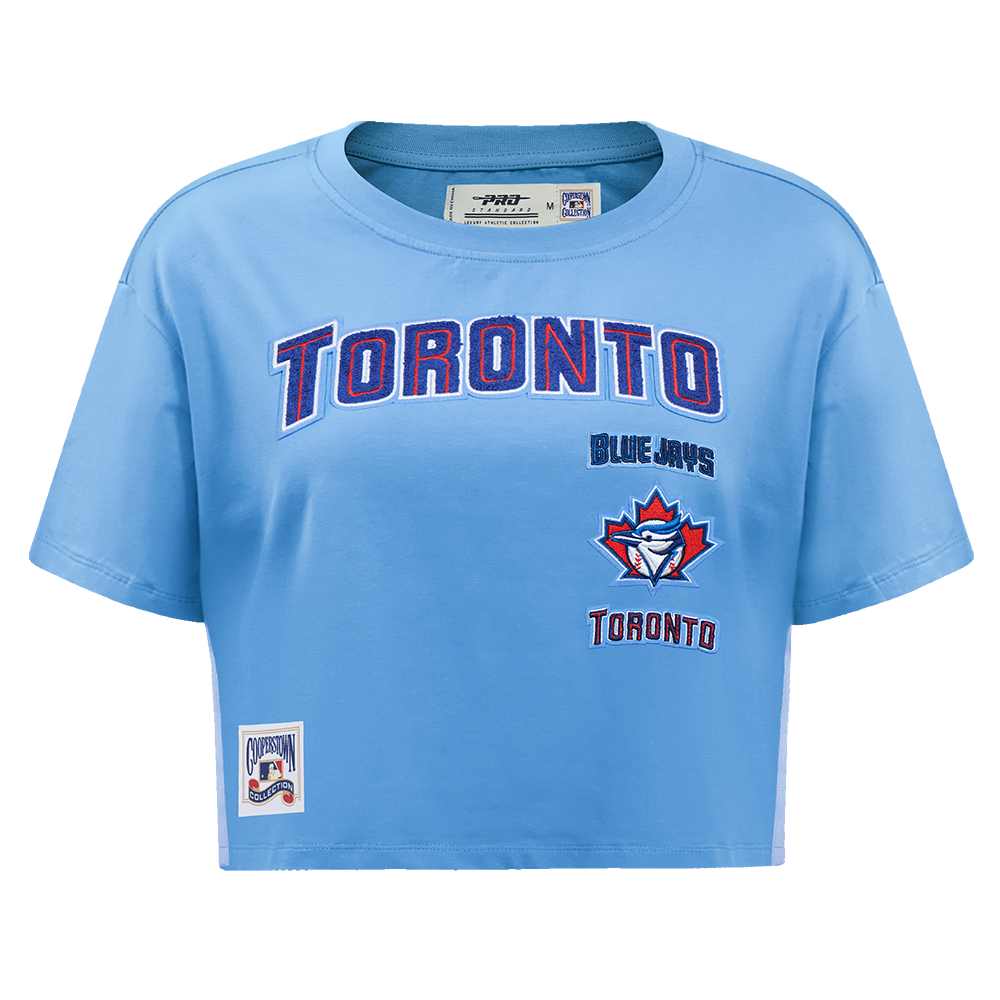 MLB TORONTO BLUE JAYS RETRO CLASSIC WOMEN'S SINGLE JERSEY BOXY TOP (UNIVERSITY BLUE)