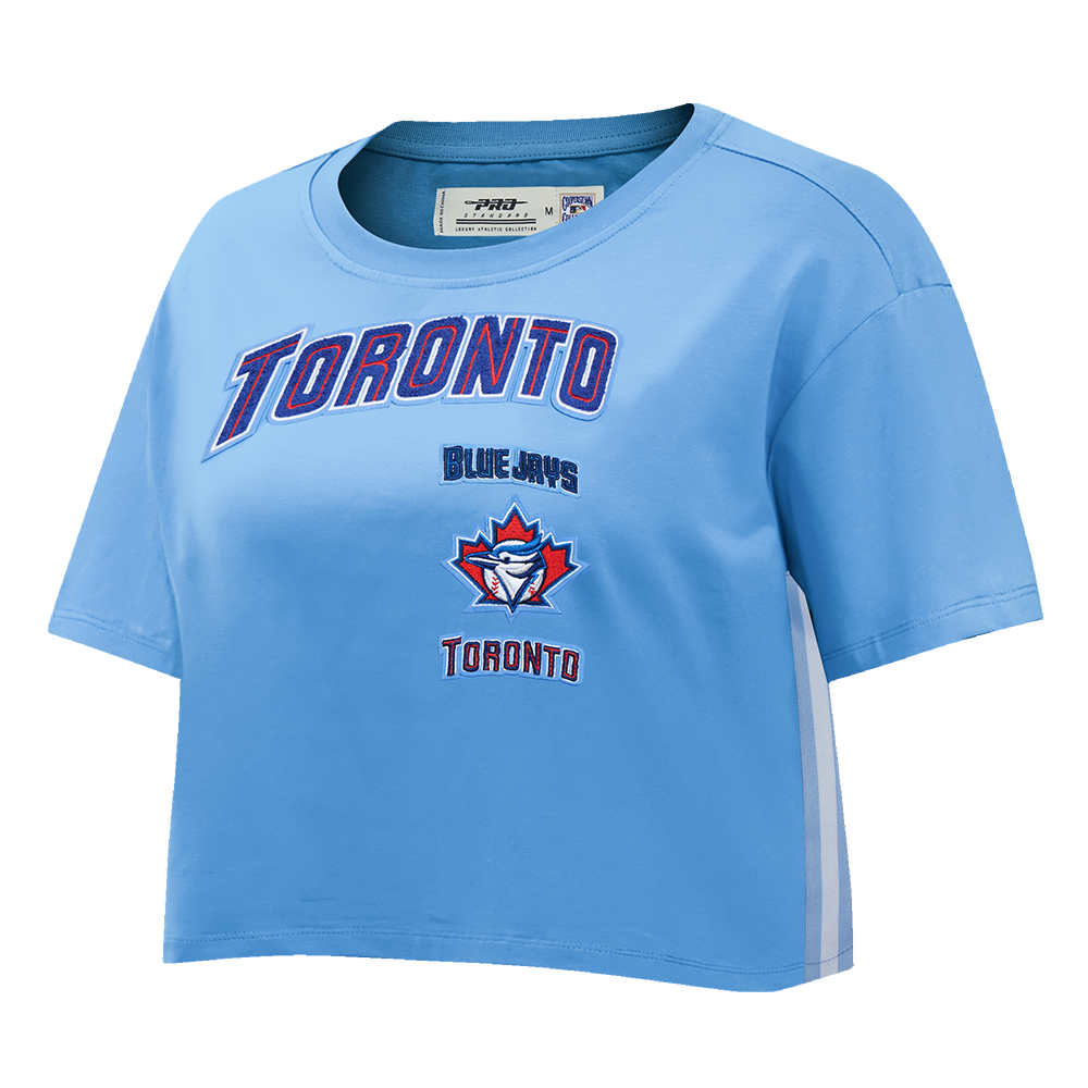MLB TORONTO BLUE JAYS RETRO CLASSIC WOMEN'S SINGLE JERSEY BOXY TOP (UNIVERSITY BLUE)