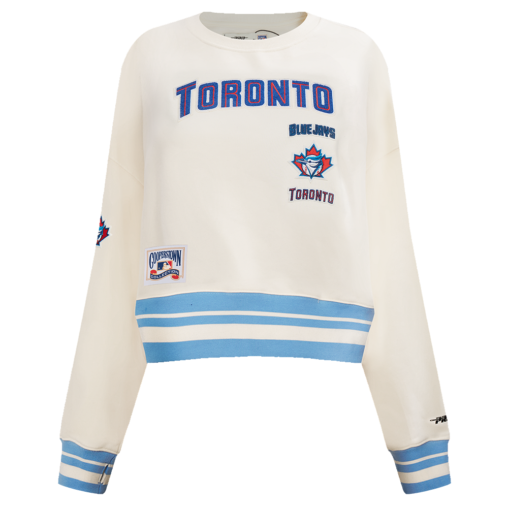 MLB TORONTO BLUE JAYS RETRO CLASSIC WOMEN'S RIB CREWNECK (EGGSHELL/ UNIVERSITY BLUE)