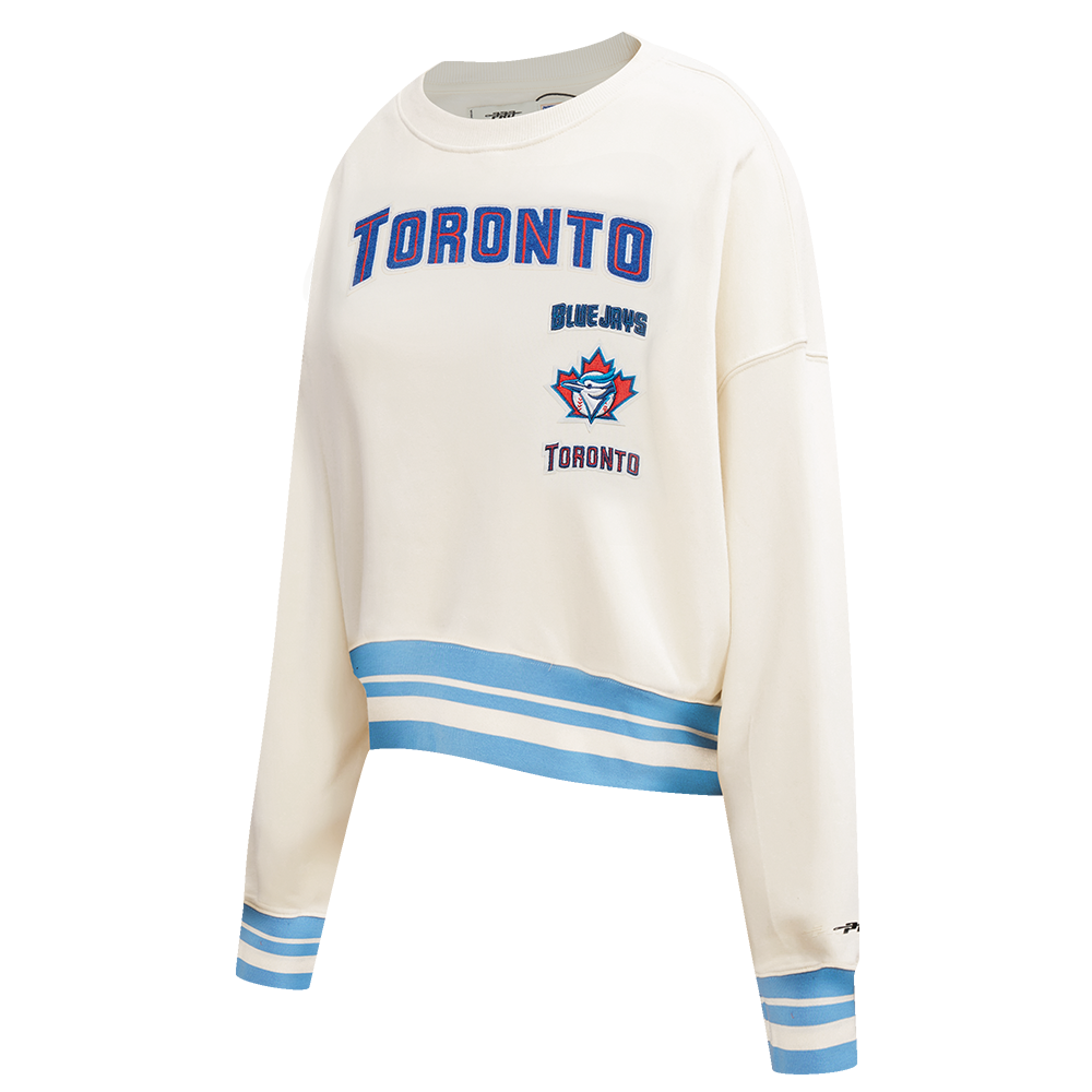 MLB TORONTO BLUE JAYS RETRO CLASSIC WOMEN'S RIB CREWNECK (EGGSHELL/ UNIVERSITY BLUE)