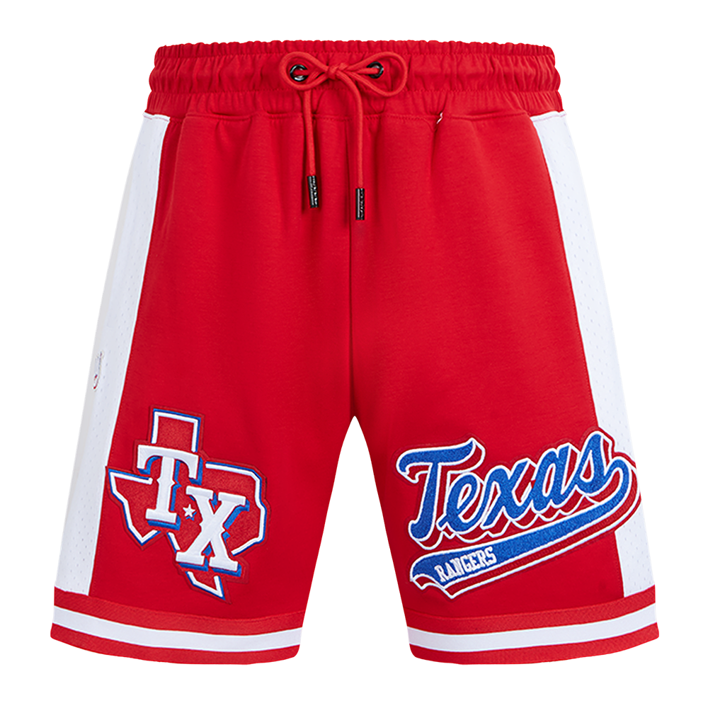 MLB TEXAS RANGERS SCRIPT TAIL SHORT EN MAILLE DOUBLE 2.0 POUR HOMME (ROUGE)