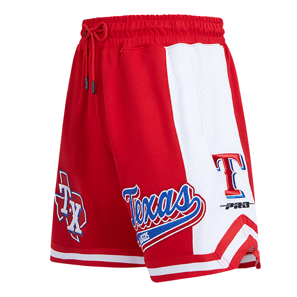 MLB TEXAS RANGERS SCRIPT TAIL SHORT EN MAILLE DOUBLE 2.0 POUR HOMME (ROUGE)
