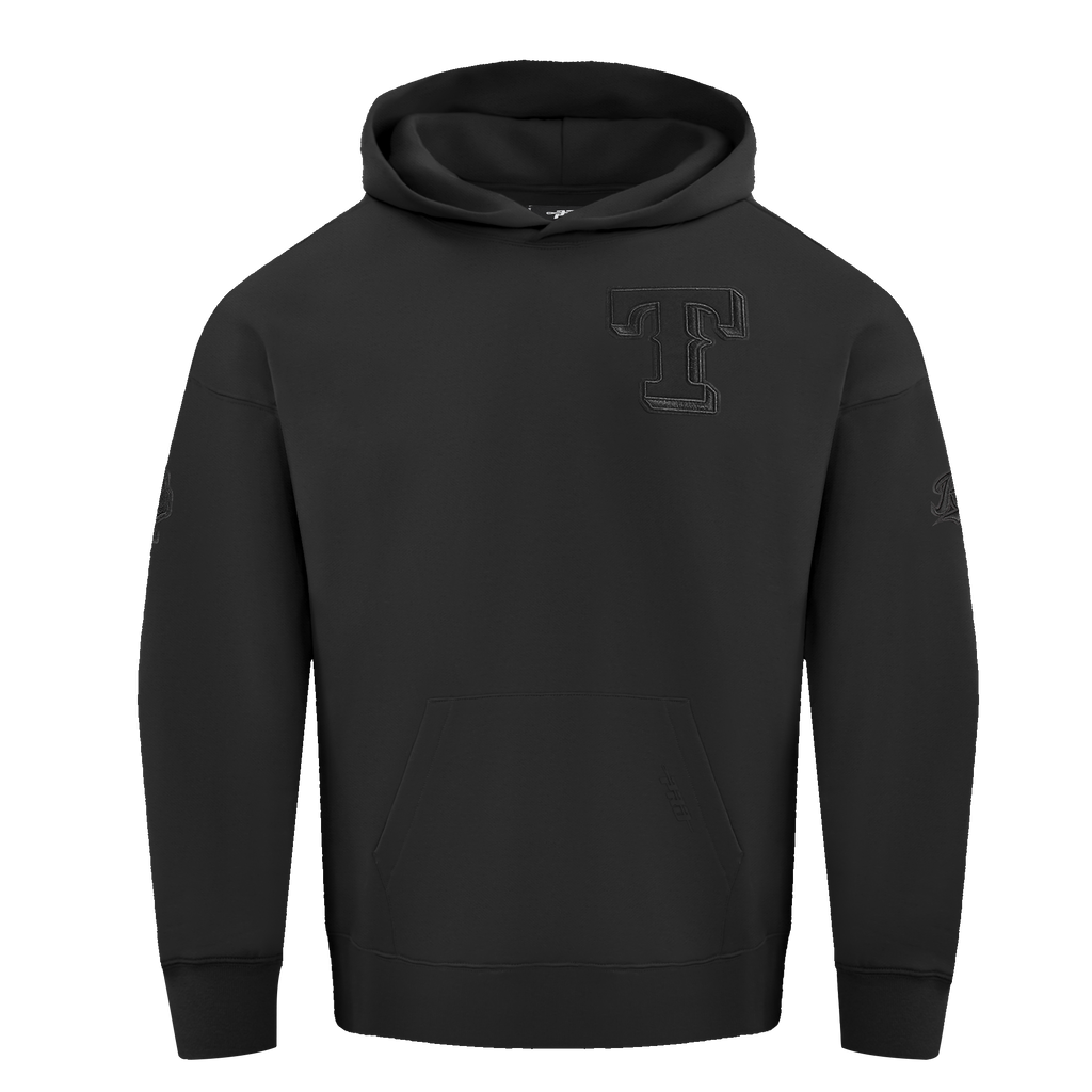 MLB TEXAS RANGERS NEUTRAL CHANDAIL À CAPUCHON EN MOLLETON À ÉPAULES TOMBANTES POUR HOMME (NOIR)