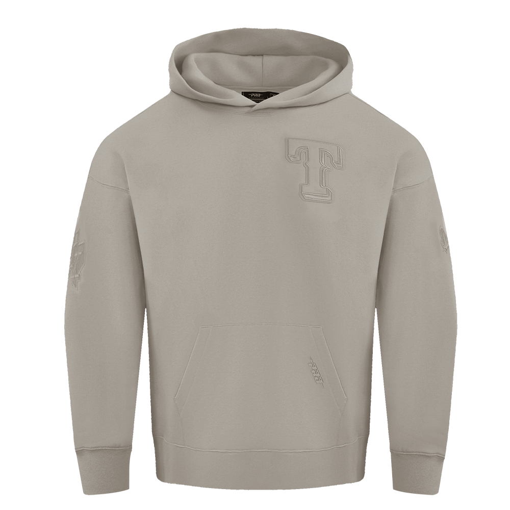 MLB TEXAS RANGERS NEUTRAL CHANDAIL À CAPUCHON EN MOLLETON À ÉPAULES TOMBANTES POUR HOMME (TAUPE)