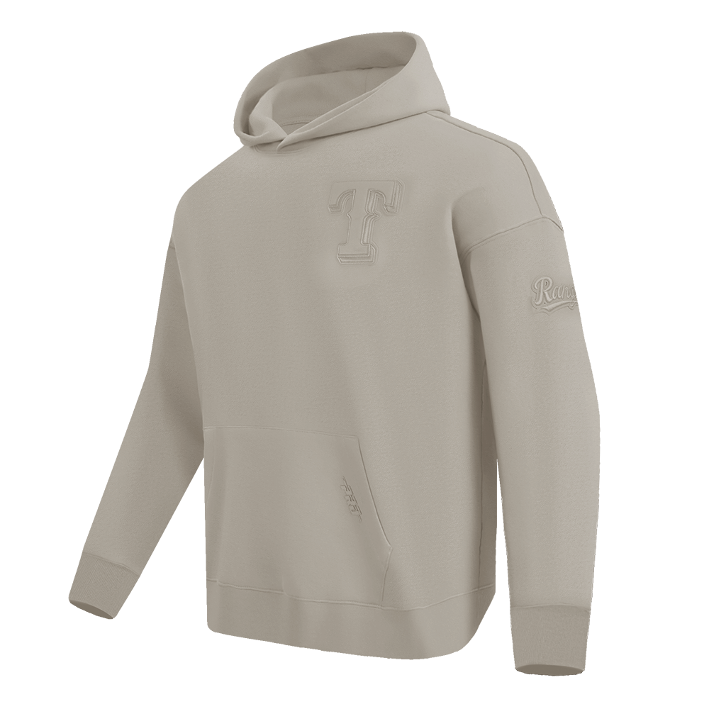 MLB TEXAS RANGERS NEUTRAL CHANDAIL À CAPUCHON EN MOLLETON À ÉPAULES TOMBANTES POUR HOMME (TAUPE)