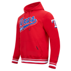MLB TEXAS RANGERS SCRIPT TAIL CHANDAIL À CAPUCHON EN MOLLETON CÔTELÉ POUR HOMME (ROUGE)