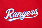 MLB TEXAS RANGERS SCRIPT TAIL CHANDAIL À CAPUCHON EN MOLLETON CÔTELÉ POUR HOMME (ROUGE)