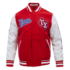 MLB TEXAS RANGERS SCRIPT TAIL MEN'S VARSITY JACKET (RED/WHITE)