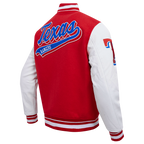 MLB TEXAS RANGERS SCRIPT TAIL MEN'S VARSITY JACKET (RED/WHITE)