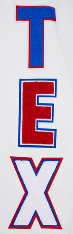 MLB TEXAS RANGERS SCRIPT TAIL MEN'S VARSITY JACKET (RED/WHITE)