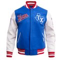 MLB TEXAS RANGERS SCRIPT TAIL MEN'S VARSITY JACKET (ROYAL BLUE/RED)