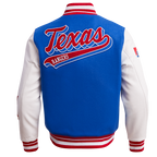 MLB TEXAS RANGERS SCRIPT TAIL MEN'S VARSITY JACKET (ROYAL BLUE/RED)