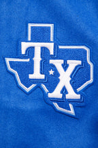 MLB TEXAS RANGERS SCRIPT TAIL MEN'S VARSITY JACKET (ROYAL BLUE/RED)