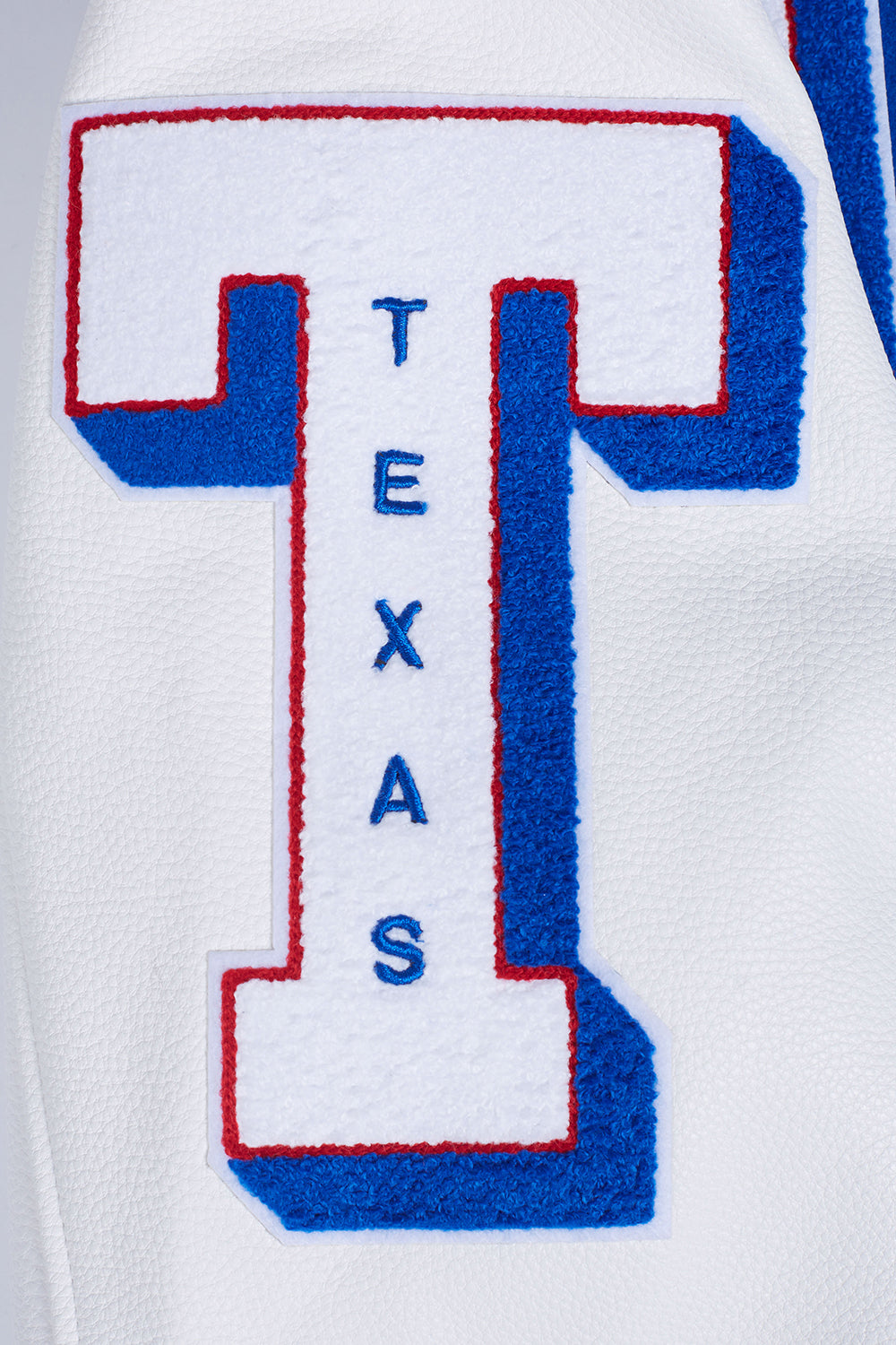 MLB TEXAS RANGERS MASH UP BLOUSON COLLÉGIAL EN LAINE À BORDS CÔTELÉS POUR HOMME (BLEU ROYAL/ROUGE)