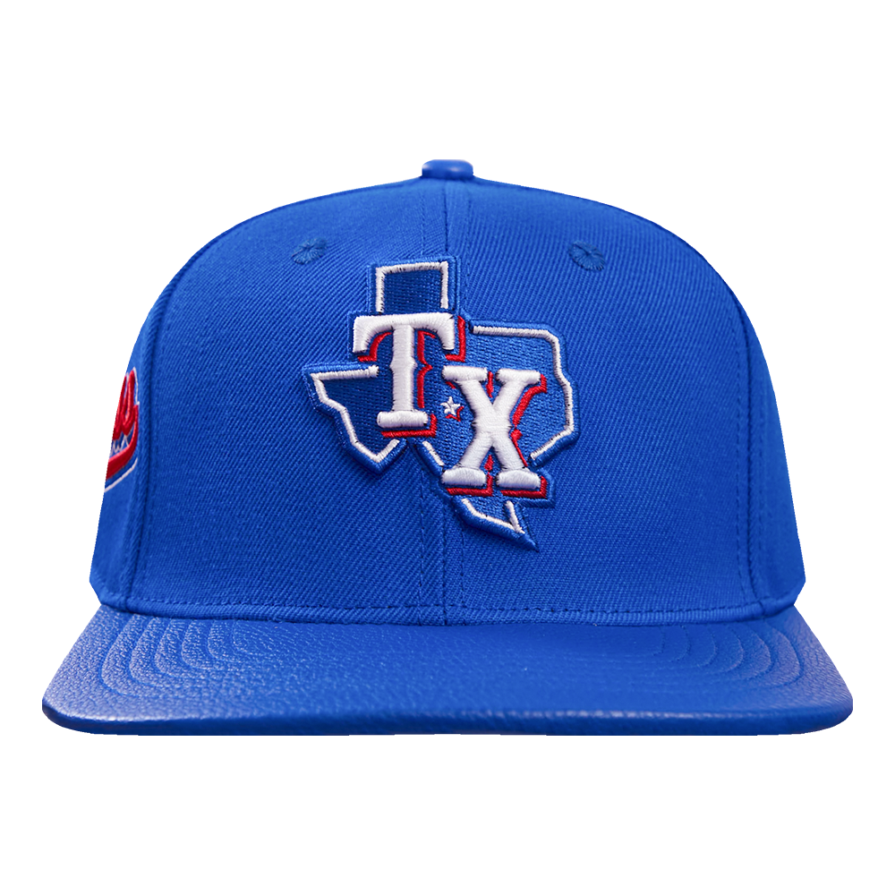 MLB TEXAS RANGERS SCRIPT TAIL CASQUETTE STRAPBACK EN LAINE (BLEU ROYAL)