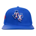MLB TEXAS RANGERS SCRIPT TAIL CASQUETTE STRAPBACK EN LAINE (BLEU ROYAL)