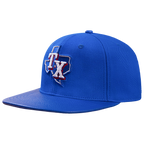 MLB TEXAS RANGERS SCRIPT TAIL CASQUETTE STRAPBACK EN LAINE (BLEU ROYAL)