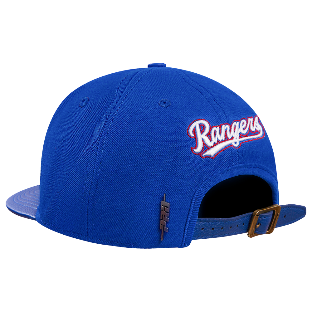 MLB TEXAS RANGERS SCRIPT TAIL CASQUETTE STRAPBACK EN LAINE (BLEU ROYAL)