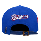 MLB TEXAS RANGERS SCRIPT TAIL CASQUETTE STRAPBACK EN LAINE (BLEU ROYAL)