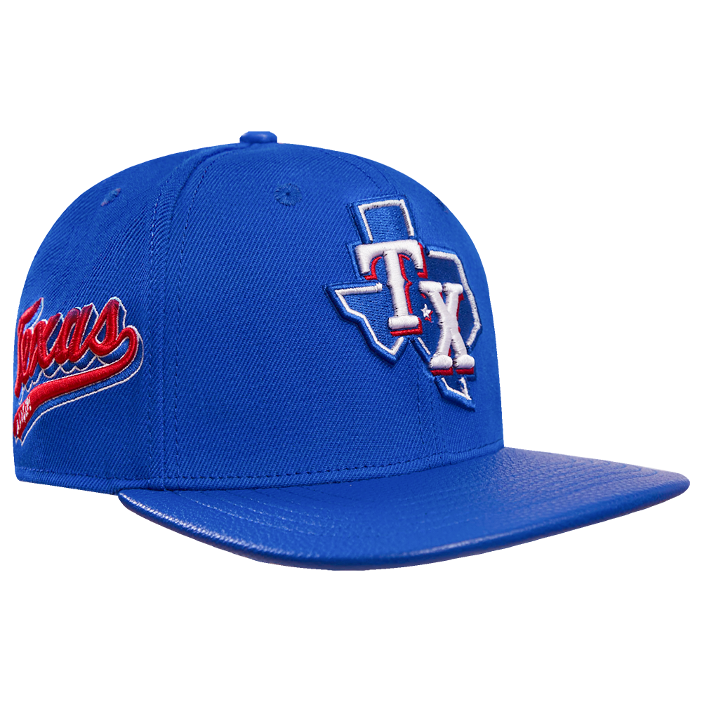 MLB TEXAS RANGERS SCRIPT TAIL CASQUETTE STRAPBACK EN LAINE (BLEU ROYAL)
