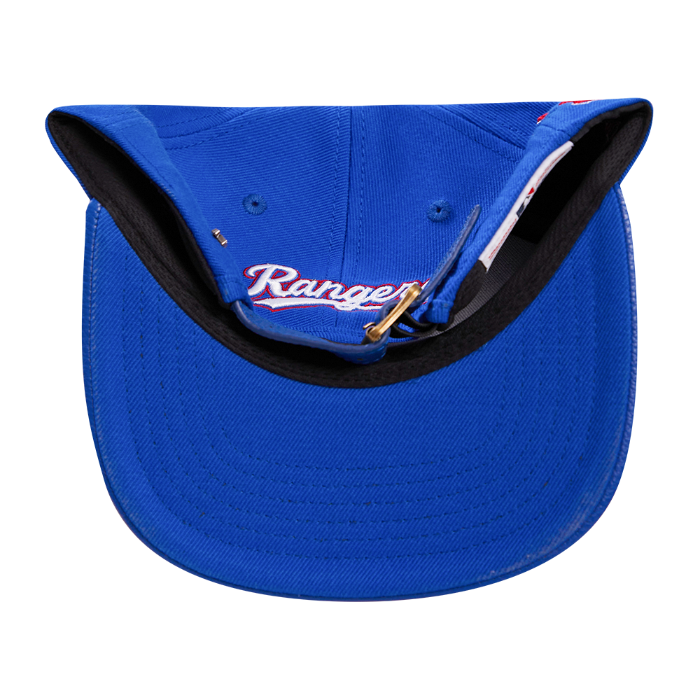 MLB TEXAS RANGERS SCRIPT TAIL CASQUETTE STRAPBACK EN LAINE (BLEU ROYAL)