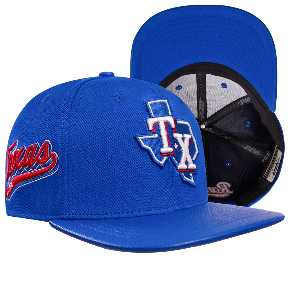 MLB TEXAS RANGERS SCRIPT TAIL CASQUETTE STRAPBACK EN LAINE (BLEU ROYAL)
