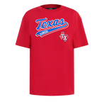MLB TEXAS RANGERS SCRIPT TAIL HAUT DE COUPE BOYFRIEND POUR FEMME (ROUGE)