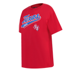 MLB TEXAS RANGERS SCRIPT TAIL HAUT DE COUPE BOYFRIEND POUR FEMME (ROUGE)