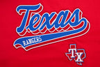 MLB TEXAS RANGERS SCRIPT TAIL HAUT DE COUPE BOYFRIEND POUR FEMME (ROUGE)
