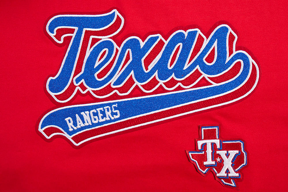 MLB TEXAS RANGERS SCRIPT TAIL HAUT DE COUPE BOYFRIEND POUR FEMME (ROUGE)