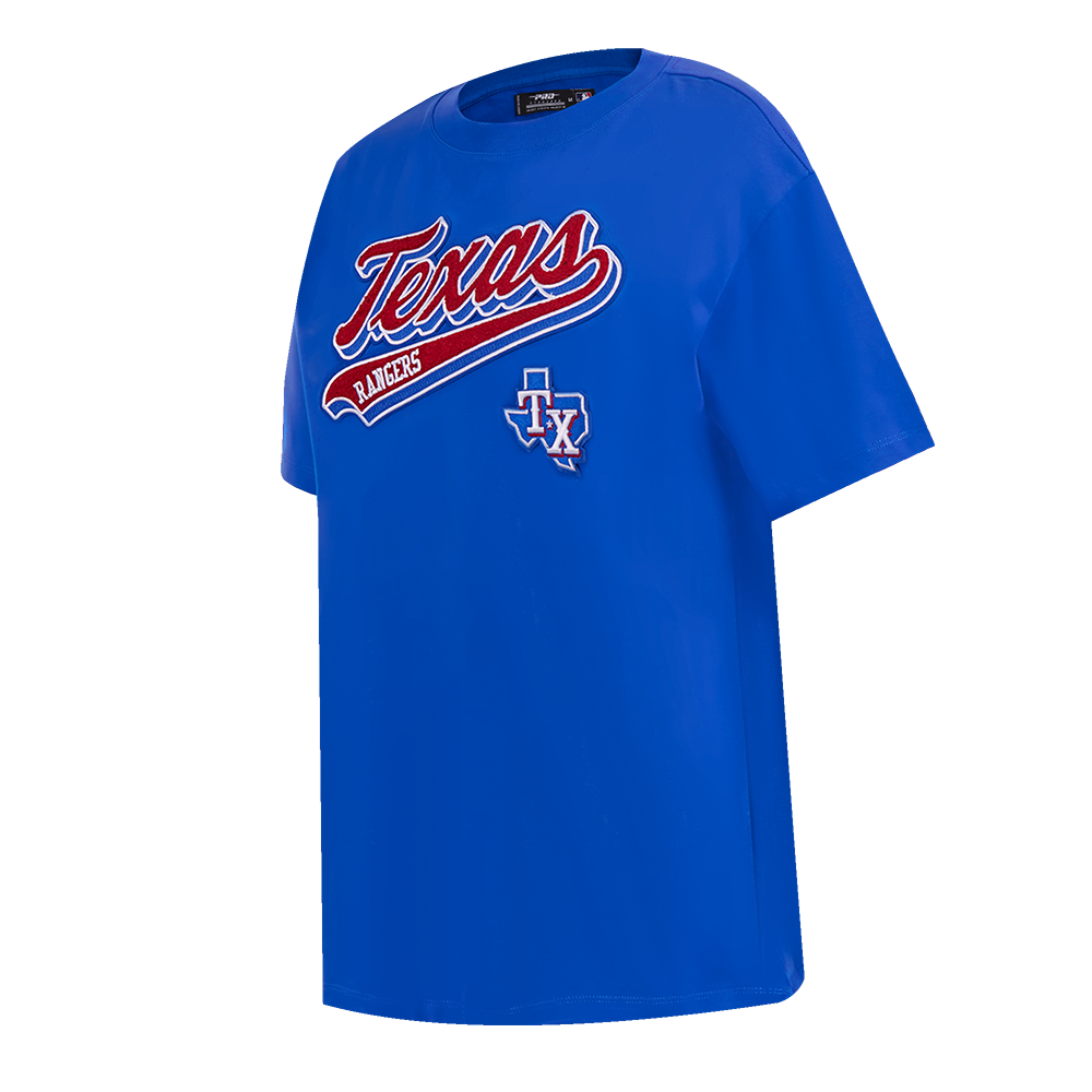 MLB TEXAS RANGERS SCRIPT TAIL WOMEN'S BOYFRIEND TOP (ROYAL BLUE)