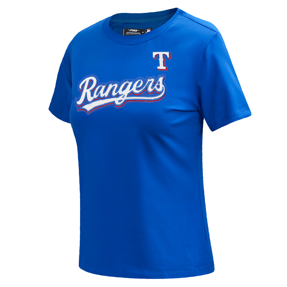 MLB TEXAS RANGERS CLASSIC SHORT SLEEVE WOMEN'S SINGLE JERSEY SLIM FIT TOP (ROYAL BLUE)