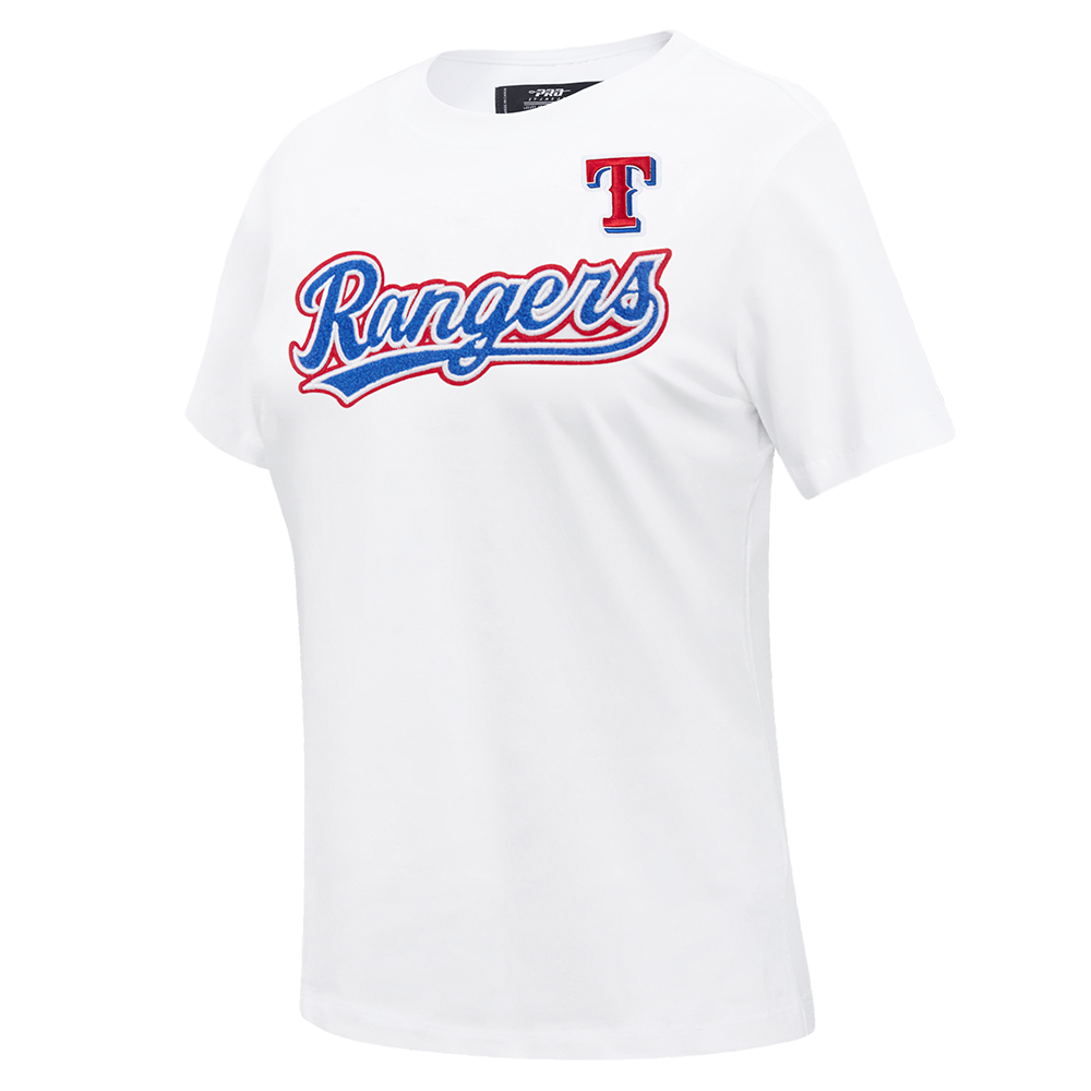 MLB TEXAS RANGERS CLASSIC SHORT SLEEVE WOMEN'S SINGLE JERSEY SLIM FIT TOP (WHITE)