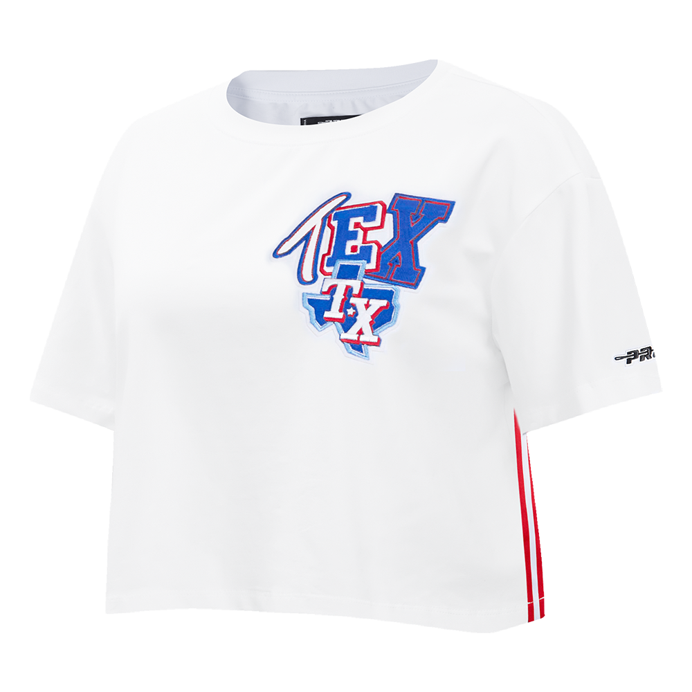 MLB TEXAS RANGERS CITY RANSOM WOMEN'S SINGLE JERSEY BOXY TEE (WHITE)