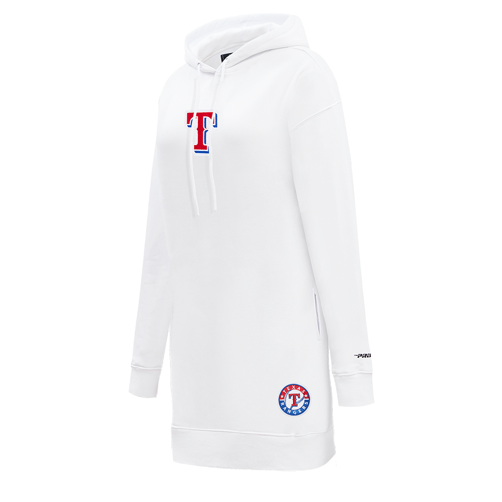 MLB TEXAS RANGERS CLASSIC WOMEN'S FLEECE HOODIE DRESS (WHITE)
