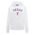 MLB TEXAS RANGERS CLASSIC WOMEN'S FLEECE PULLOVER HOODIE (WHITE)