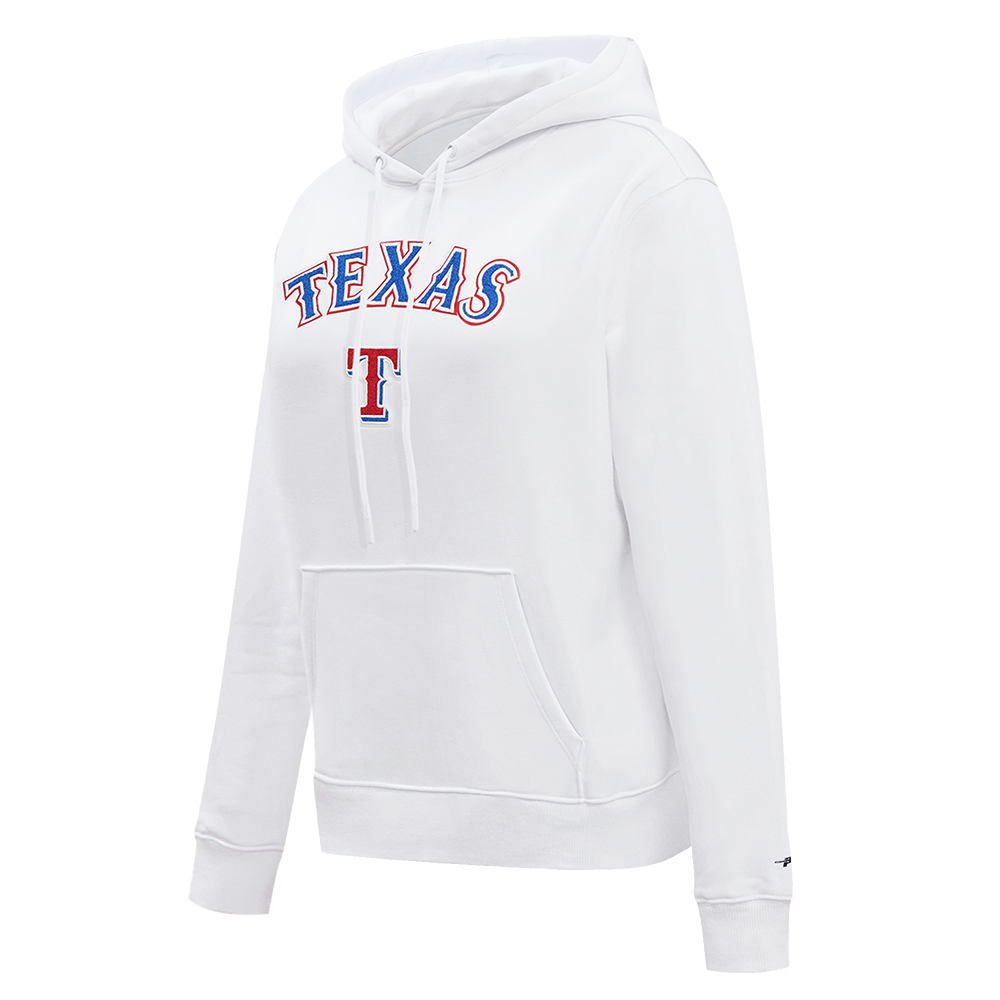 MLB TEXAS RANGERS CLASSIC WOMEN'S FLEECE PULLOVER HOODIE (WHITE)