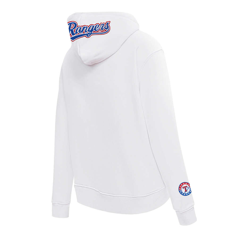 MLB TEXAS RANGERS CLASSIC WOMEN'S FLEECE PULLOVER HOODIE (WHITE)