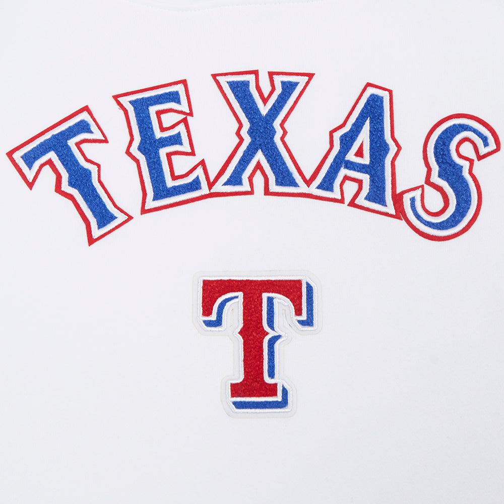 MLB TEXAS RANGERS CLASSIC WOMEN'S FLEECE PULLOVER HOODIE (WHITE)