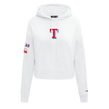 MLB TEXAS RANGERS CLASSIC WOMEN'S CROPPED FLEECE PULLOVER HOODIE (WHITE)