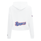 MLB TEXAS RANGERS CLASSIC WOMEN'S CROPPED FLEECE PULLOVER HOODIE (WHITE)