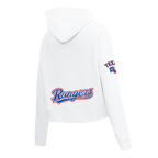MLB TEXAS RANGERS CLASSIC WOMEN'S CROPPED FLEECE PULLOVER HOODIE (WHITE)