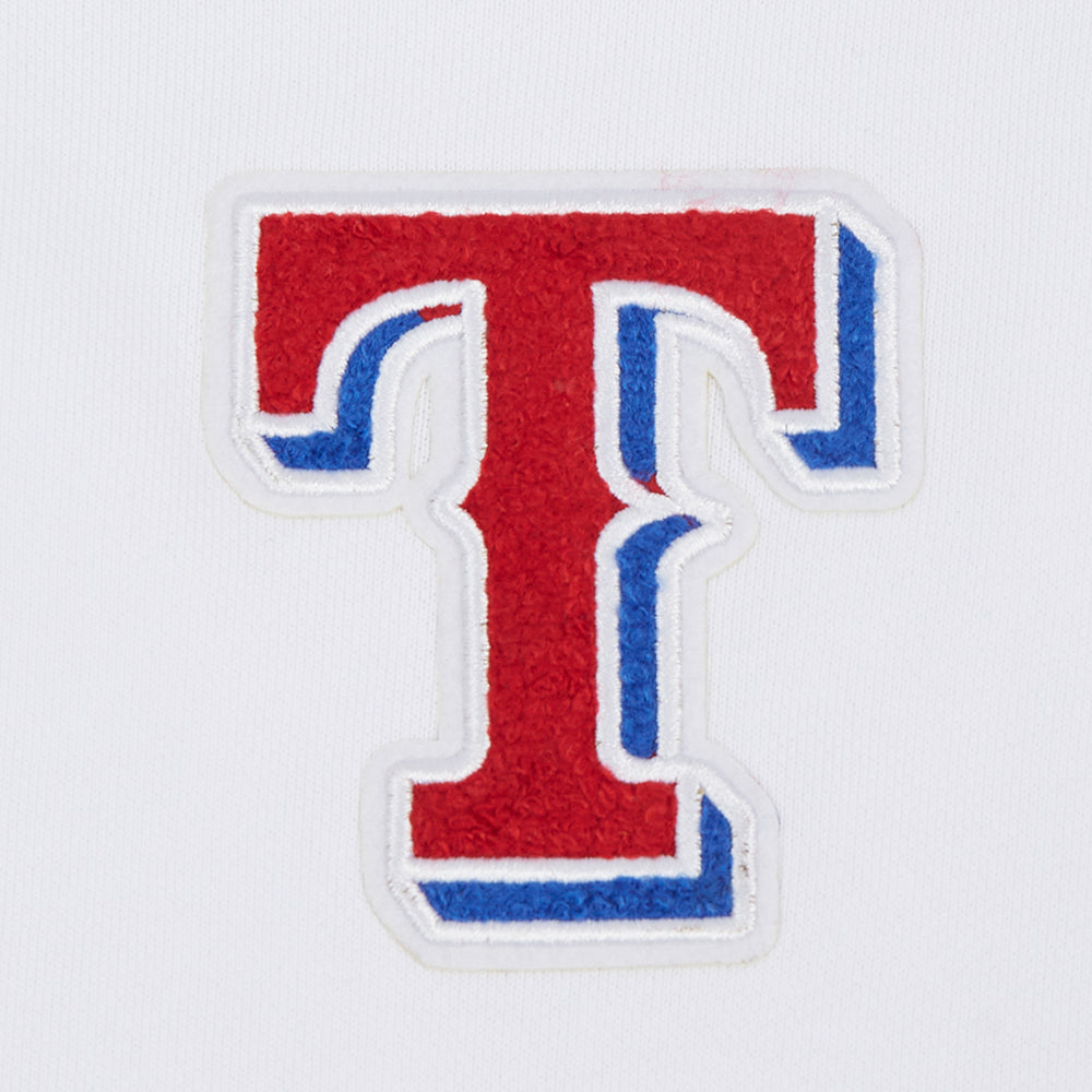 MLB TEXAS RANGERS CLASSIC WOMEN'S CROPPED FLEECE PULLOVER HOODIE (WHITE)
