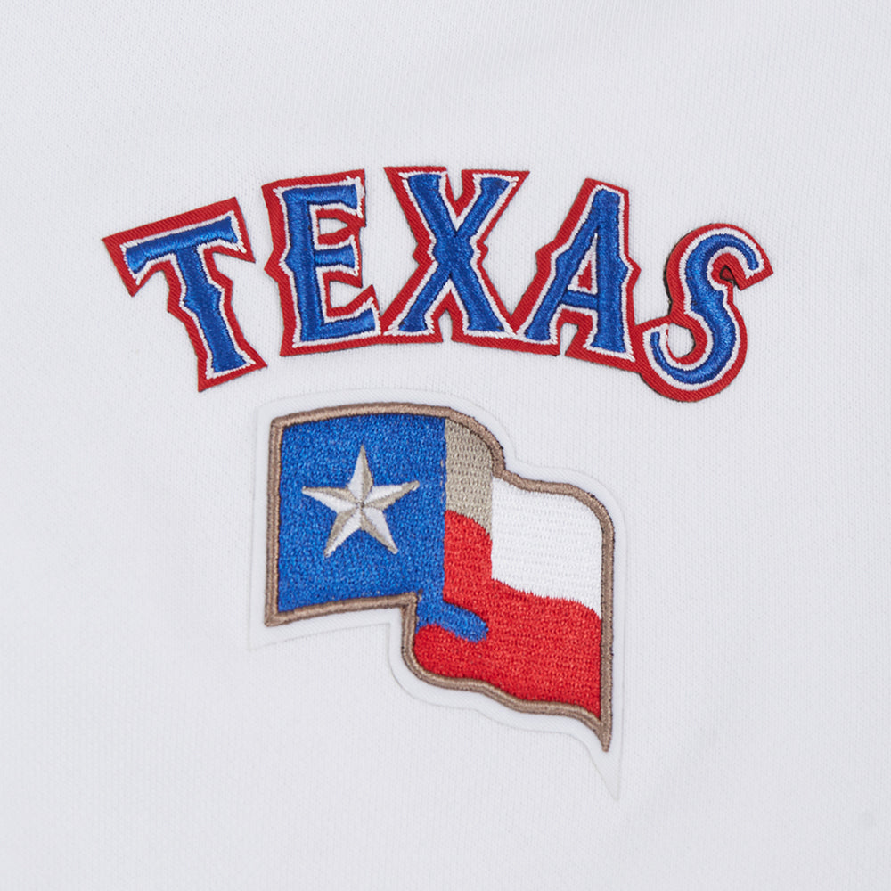 MLB TEXAS RANGERS CLASSIC WOMEN'S CROPPED FLEECE PULLOVER HOODIE (WHITE)