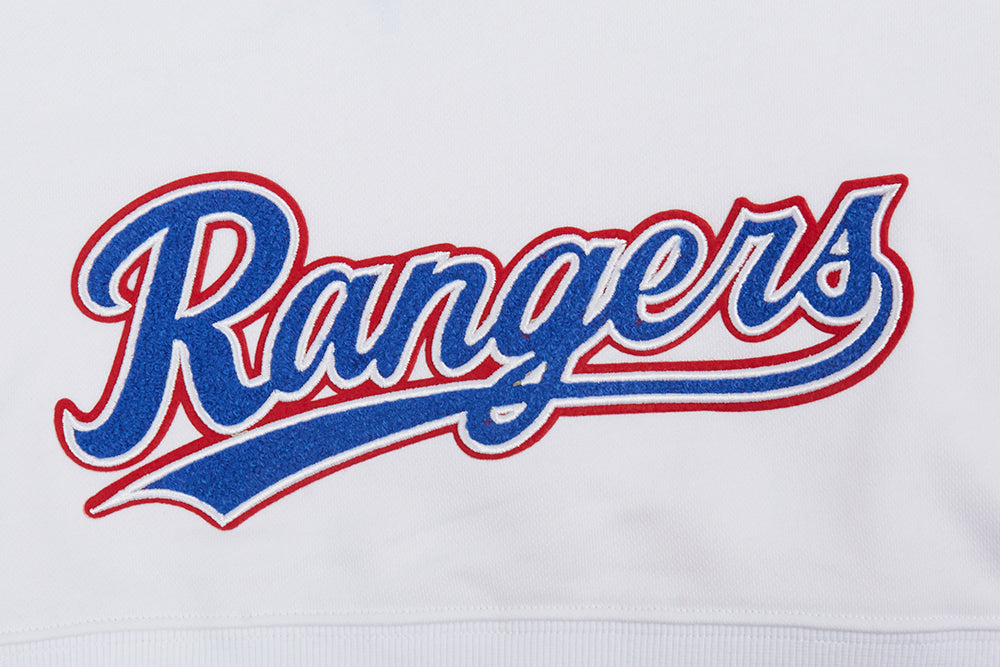 MLB TEXAS RANGERS CLASSIC WOMEN'S CROPPED FLEECE PULLOVER HOODIE (WHITE)