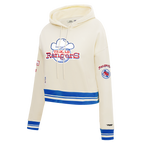 MLB TEXAS RANGERS RETRO CLASSIC CHANDAIL À CAPUCHON COURT CÔTELÉ POUR FEMME (COQUILLE D'ŒUF/BLEU ROYAL)